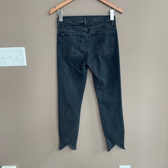 Frame Le‎ Skinny De Jeanne Triangle Hem Crop Skinny Jeans In Black Tull Size 28 - Picture 5 of 10